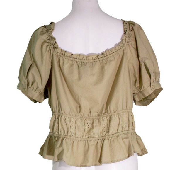 Forever 21 Green Boho Peasant Cropped Top sz 2x - Picture 3 of 4